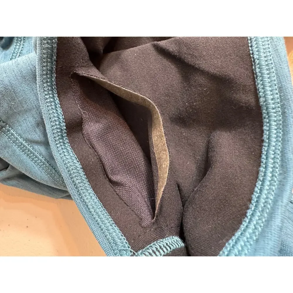 Nike Dri-Fit blue heathered leggings hidden inside waist pocket Sz Med
